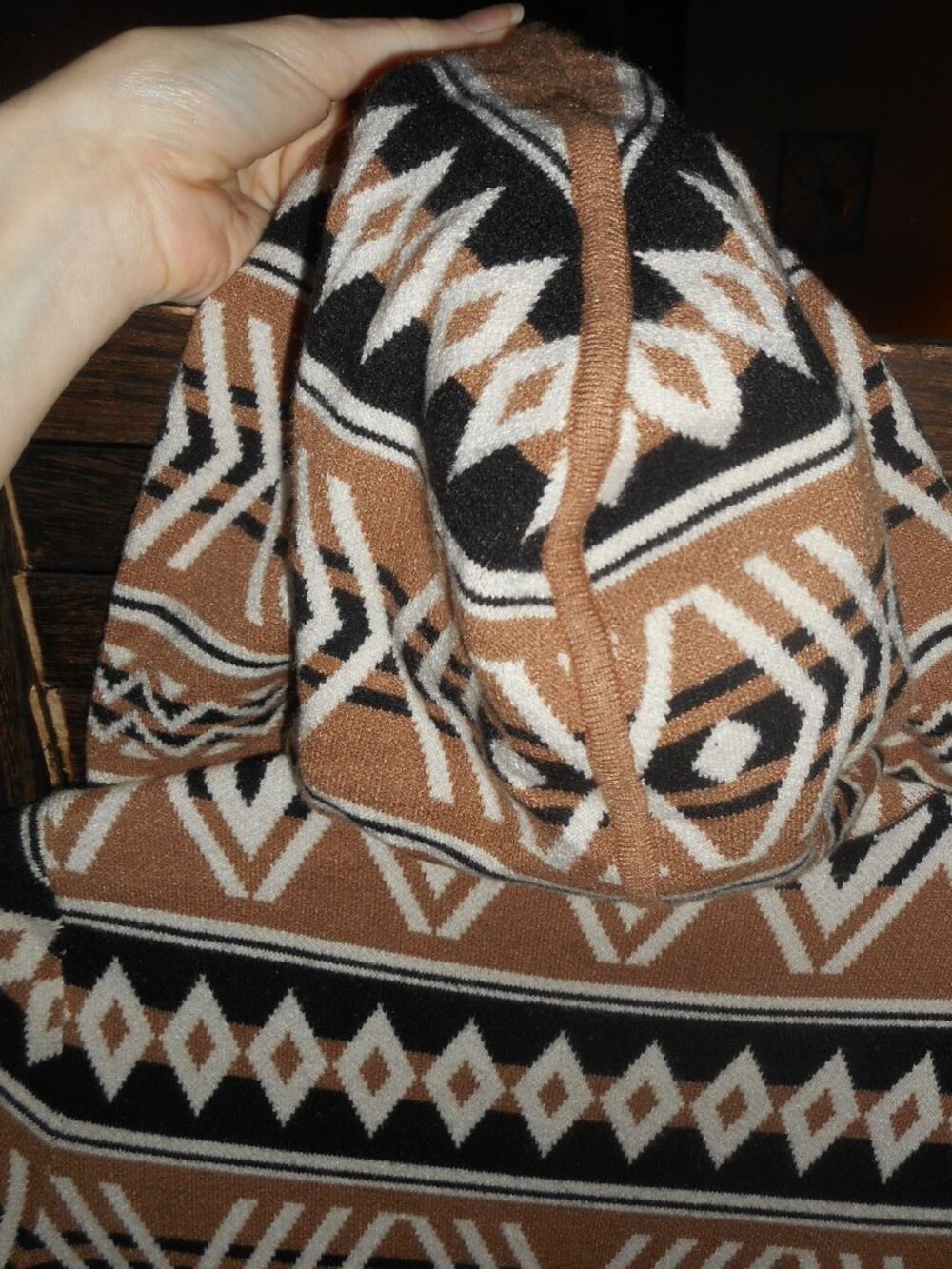 Rachel Zoe Aztec Western print hooded duster sweater cardigan, Medium - Picture 8 of 8